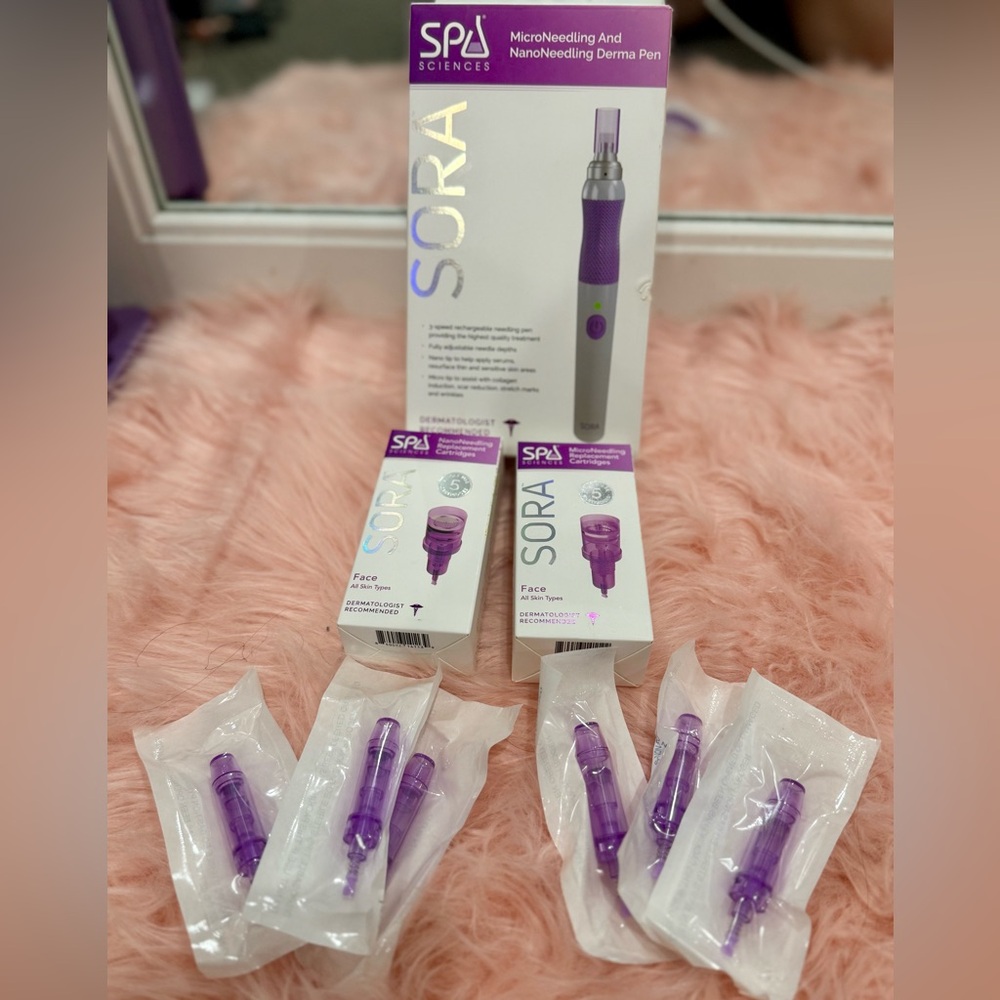 Spa Sciences SORA Derma Pen, Micro and Nano Needling Pen with 6 cartridges